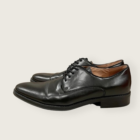 Oxford Plain Toe Lace Up Classic Black Leather Formal/Business Casual Dress Shoe - Picture 6 of 6